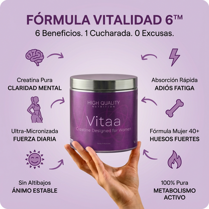 Vitaa Creatina - Recarga tu energía celular para recuperar claridad mental y vitalidad