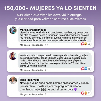 Vitaa Creatina - Recarga tu energía celular para recuperar claridad mental y vitalidad